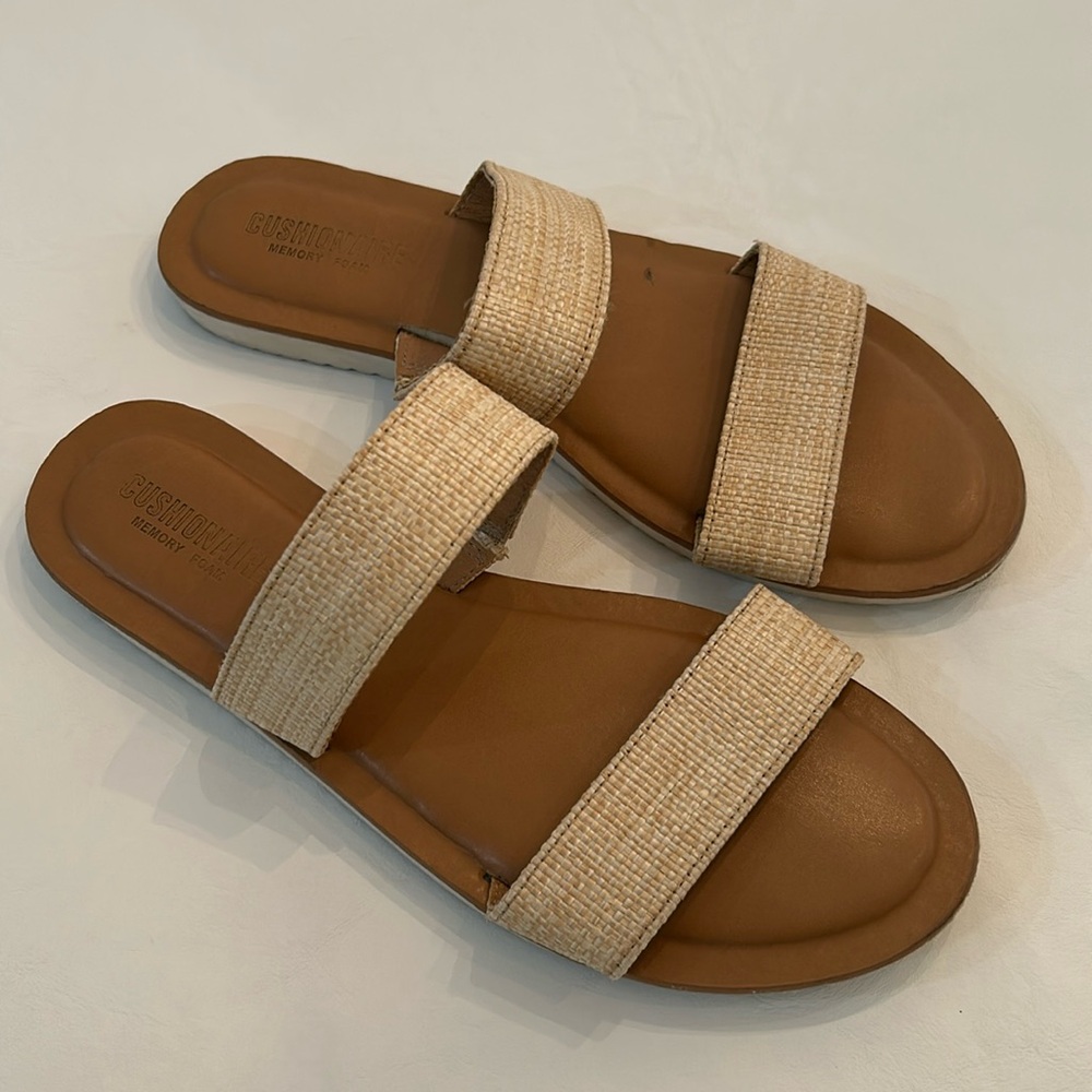 Women’s Beige Double-Strap Slide Sandals